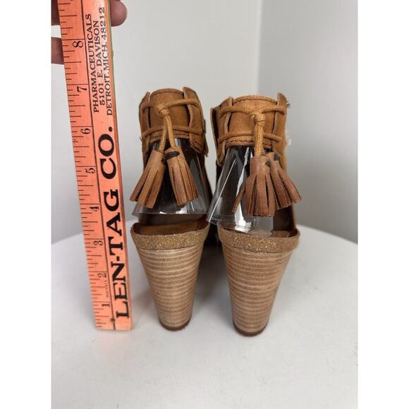 Miz Mooze Block Heel Maddie Leather Brown Open Toe Sandals Zip up Boho 41 NWOB - Picture 5 of 12